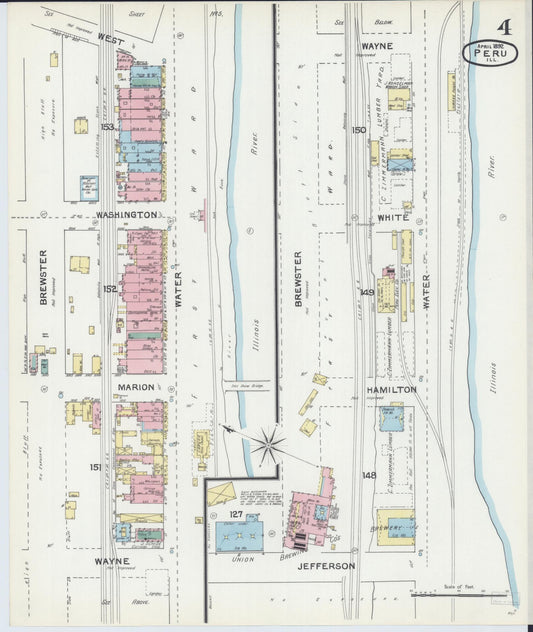 Sanborn Fire Insurance Map from Peru, La Salle County, Illinois (1892), Sheet #0004 - Historic Sanborn Fire Insurance Map Print, vintage old map wall art, antique decor, genealogy gift, Illinois Illinois map