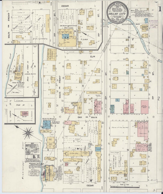 Sanborn Fire Insurance Map from Dallas City, Hancock County, Illinois (1906), Sheet #0001 - Complete Map Set gallery image, historic Sanborn map, vintage wall art, Illinois Illinois