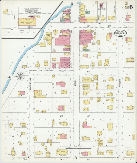 Sanborn Fire Insurance Map from Dundee, Kane County, Illinois (1905), Sheet #0006 - Historic Sanborn Fire Insurance Map Print, vintage old map wall art, antique decor, genealogy gift, Illinois Illinois map