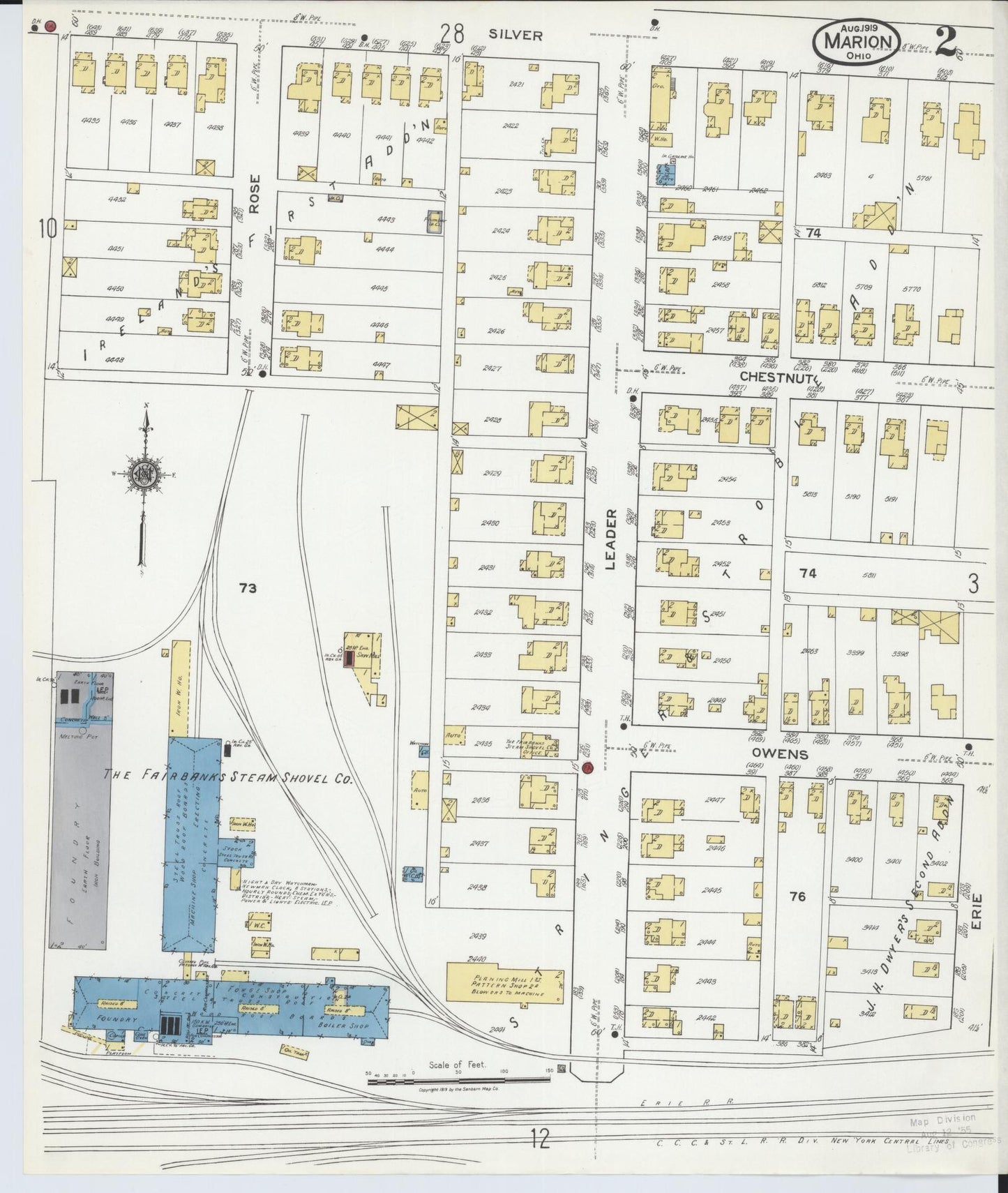 Sanborn Fire Insurance Map from Marion, Marion County, Ohio (1919), Sheet #0002 - Historic Sanborn Fire Insurance Map Print, vintage old map wall art, antique decor, genealogy gift, Ohio Ohio map