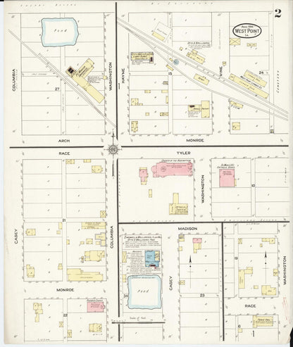 Sanborn Fire Insurance Map from West Point, Lee County, Iowa (1914), Sheet #0002 - Historic Sanborn Fire Insurance Map Print