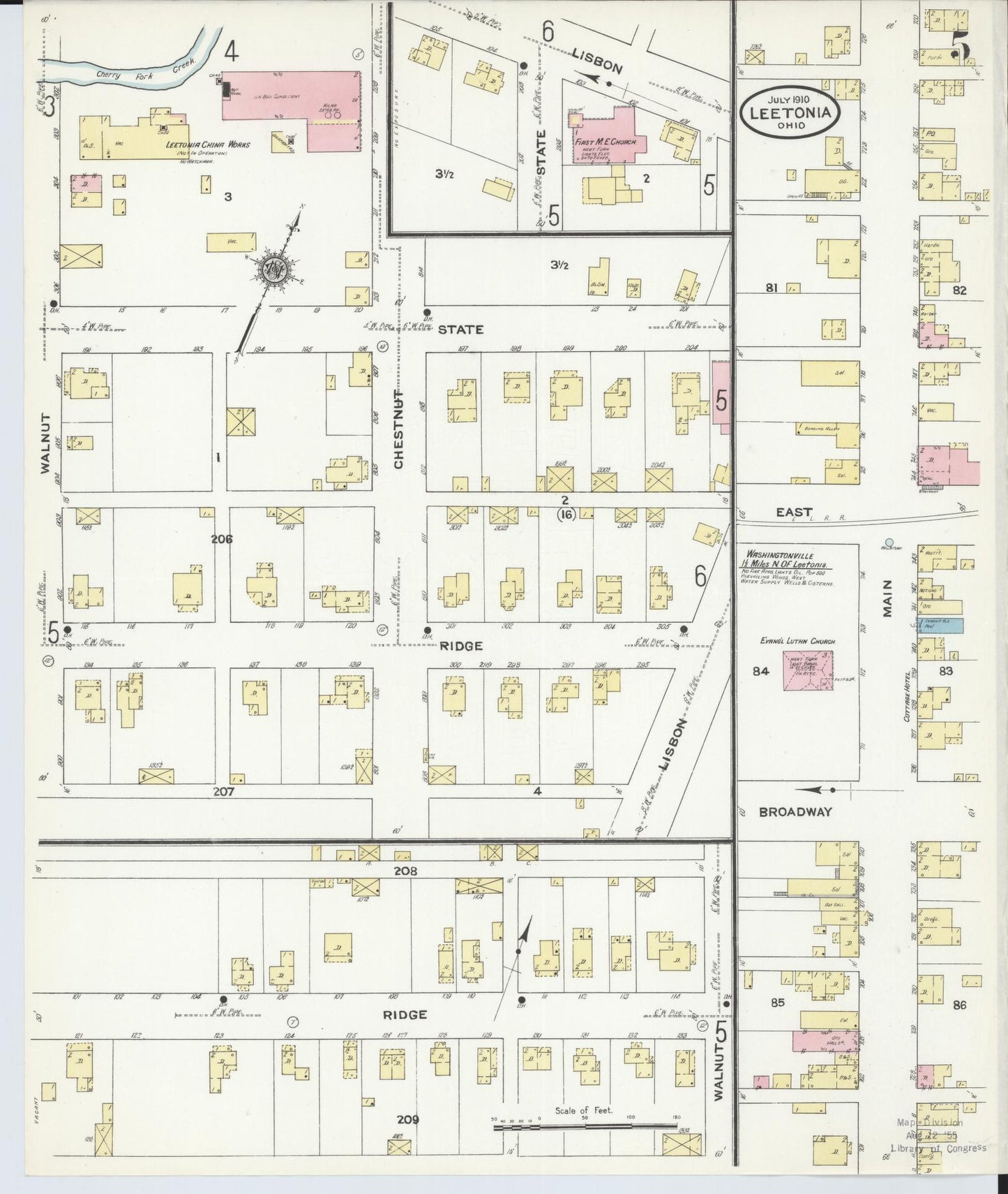 Sanborn Fire Insurance Map from Leetonia, Columbiana County, Ohio (1910), Sheet #0005 - Historic Sanborn Fire Insurance Map Print, vintage old map wall art, antique decor, genealogy gift, Ohio Ohio map