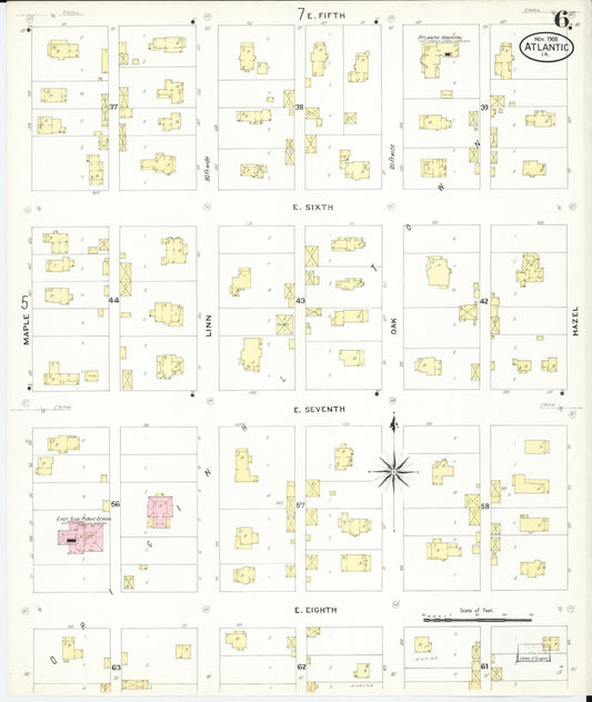 Sanborn Fire Insurance Map from Atlantic, Cass County, Iowa (1908), Sheet #0006 - Historic Sanborn Fire Insurance Map Print, vintage old map wall art