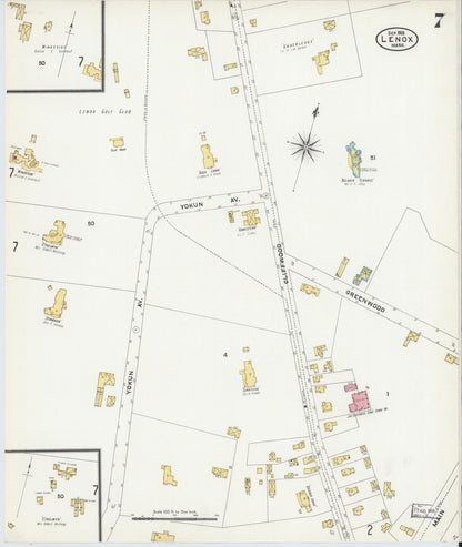 Sanborn Fire Insurance Map from Lenox, Berkshire County, Massachusetts (1905), Sheet #0007 - Complete Map Set gallery image, historic Sanborn map, vintage wall art, Massachusetts Massachusetts