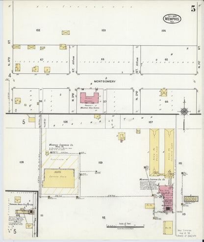 Sanborn Fire Insurance Map from Memphis, Hall County, Texas (1920), Sheet #0005 - Historic Sanborn Fire Insurance Map Print, vintage old map wall art, antique decor, genealogy gift, Texas Texas map