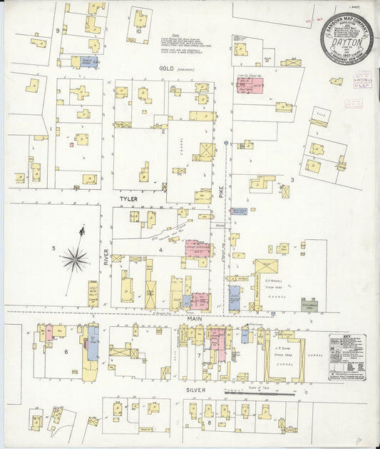 Sanborn Fire Insurance Map from Dayton, Lyon County, Nevada (1907), Sheet #0001 - Historic Sanborn Fire Insurance Map Print, vintage old map wall art, antique decor, genealogy gift, Nevada Nevada map