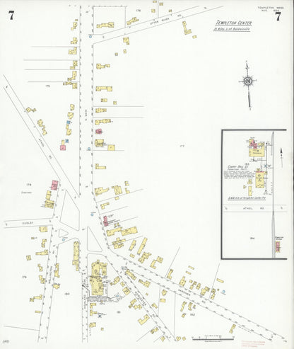 Sanborn Fire Insurance Map from Templeton, Worcester County, Massachusetts (1934), Sheet #0007 - Complete Map Set gallery image, historic Sanborn map, vintage wall art, Massachusetts Massachusetts
