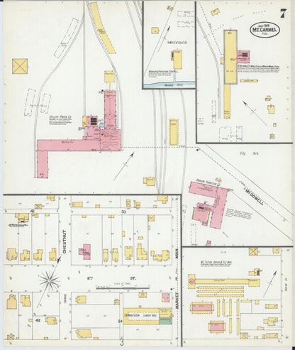 Sanborn Fire Insurance Map from Mount Carmel, Wabash County, Illinois (1902), Sheet #0007 - Complete Map Set gallery image, historic Sanborn map, vintage wall art, Illinois Illinois