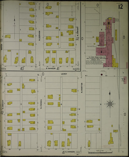 Sanborn Fire Insurance Map from Jackson, Jackson County, Michigan (1907), Sheet #0012 - Historic Sanborn Fire Insurance Map Print, vintage old map wall art, antique decor, genealogy gift, Michigan Michigan map