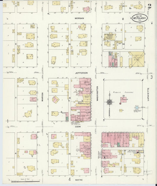 Sanborn Fire Insurance Map from Mount Pulaski, Logan County, Illinois (1910), Sheet #0002 - Historic Sanborn Fire Insurance Map Print, vintage old map wall art, antique decor, genealogy gift, Illinois Illinois map