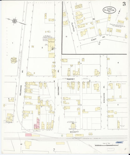 Sanborn Fire Insurance Map from Clayton, Kent County, Delaware (1910), Sheet #0003 - Complete Map Set gallery image, historic Sanborn map, vintage wall art, Delaware Delaware