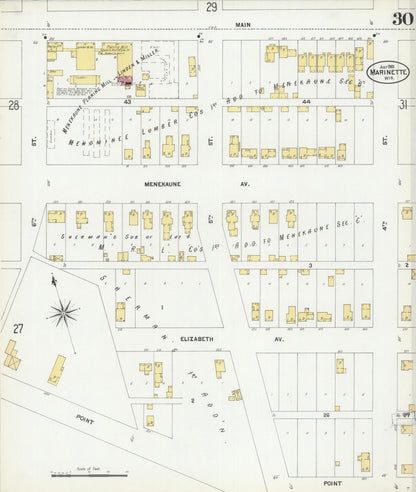 Sanborn Fire Insurance Map from Marinette, Marinette County, Wisconsin (1901), Sheet #0030 - Historic Sanborn Fire Insurance Map Print, vintage old map wall art, antique decor, genealogy gift, Wisconsin Wisconsin map