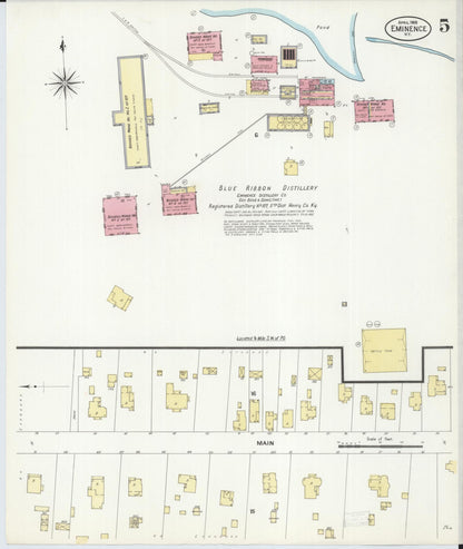 Sanborn Fire Insurance Map from Eminence, Henry County, Kentucky (1908), Sheet #0005 - Complete Map Set gallery image, historic Sanborn map, vintage wall art, Kentucky Kentucky