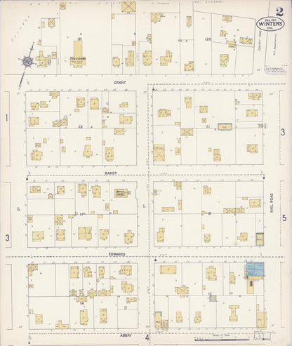 Sanborn Fire Insurance Map from Winters, Yolo County, California (1911), Sheet #0002 - Complete Map Set gallery image, historic Sanborn map, vintage wall art, California California