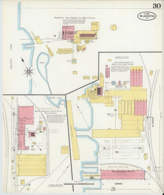 Sanborn Fire Insurance Map from Wilmington, New Hanover County, North Carolina (1904), Sheet #0030 - Historic Sanborn Fire Insurance Map Print, vintage old map wall art, antique decor, genealogy gift, North Carolina North Carolina map