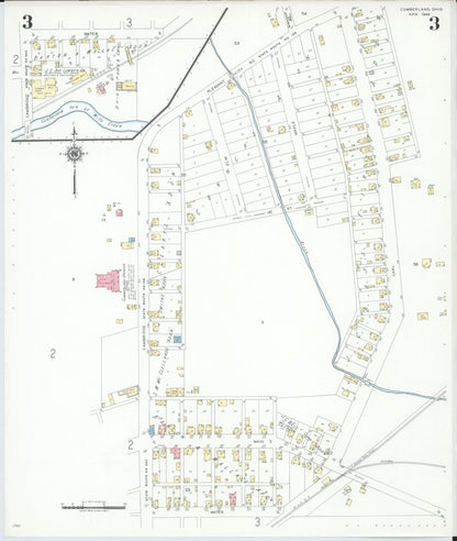 Sanborn Fire Insurance Map from Cumberland, Guernsey County, Ohio (1946), Sheet #0003 - Historic Sanborn Fire Insurance Map Print, vintage old map wall art, antique decor, genealogy gift, Ohio Ohio map
