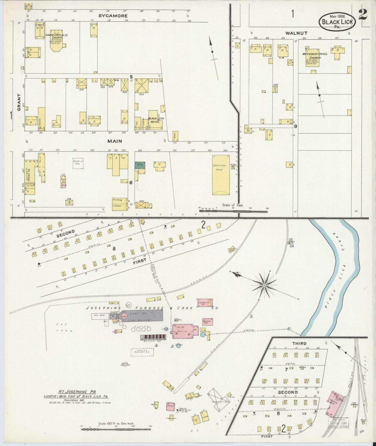 Sanborn Fire Insurance Map from Black Lick, Indiana County, Pennsylvania (1909), Sheet #0002 - Historic Sanborn Fire Insurance Map Print, vintage old map wall art, antique decor, genealogy gift, Black Lick Indiana map