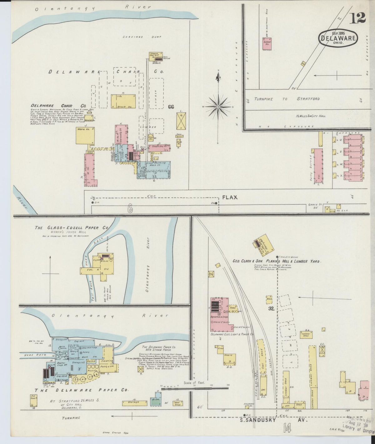 Sanborn Fire Insurance Map from Delaware, Delaware County, Ohio (1895), Sheet #0012 - Complete Map Set gallery image, historic Sanborn map, vintage wall art, Sanborn Fire Insurance Map from Delaware Delaware