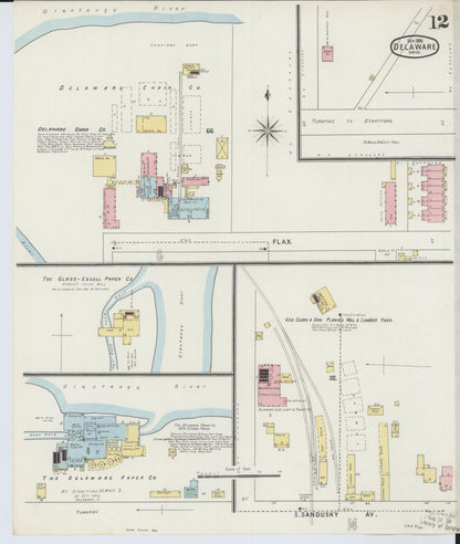 Sanborn Fire Insurance Map from Delaware, Delaware County, Ohio (1895), Sheet #0012 - Complete Map Set gallery image, historic Sanborn map, vintage wall art, Sanborn Fire Insurance Map from Delaware Delaware
