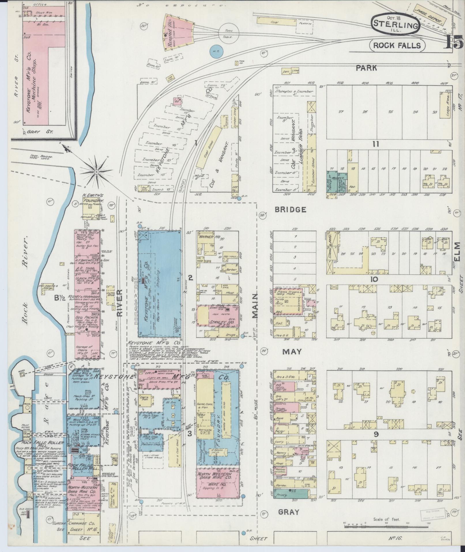 Sanborn Fire Insurance Map from Sterling, Whiteside County, Illinois (1891), Sheet #0015 - Complete Map Set gallery image, historic Sanborn map, vintage wall art, Illinois Illinois