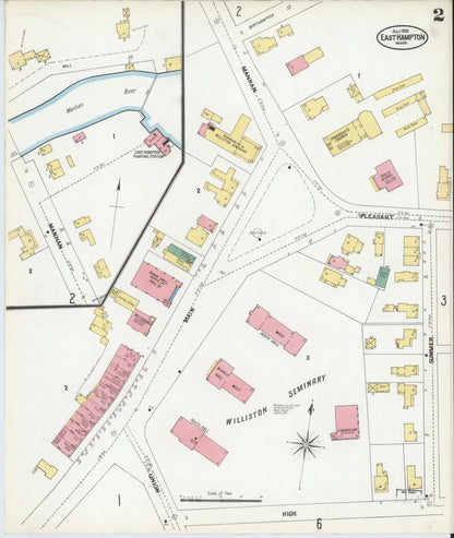 Sanborn Fire Insurance Map from East Hampton, Hampshire County, Massachusetts (1902), Sheet #0002 - Historic Sanborn Fire Insurance Map Print, vintage old map wall art, antique decor, genealogy gift, Massachusetts Massachusetts map