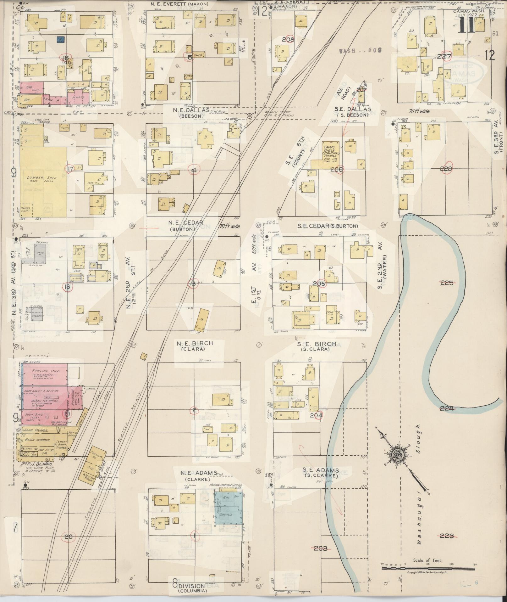 Sanborn Fire Insurance Map from Camas, Clark County, Washington (1943), Sheet #0011 - Historic Sanborn Fire Insurance Map Print, vintage old map wall art, antique decor, genealogy gift, Washington Washington map