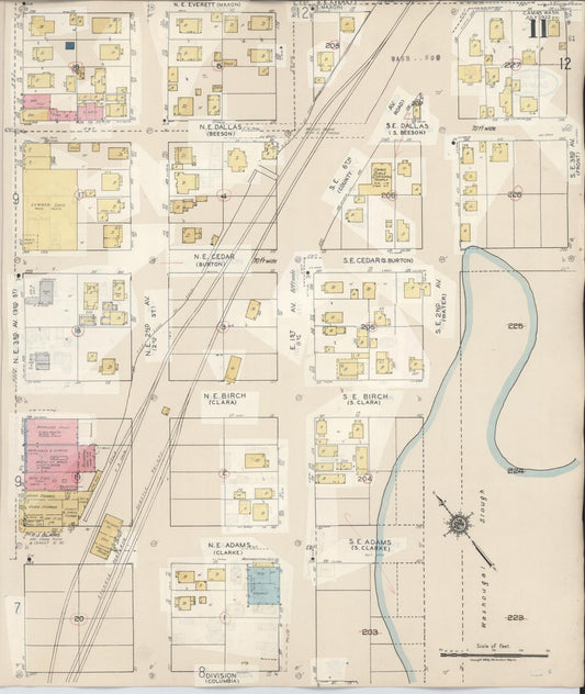 Sanborn Fire Insurance Map from Camas, Clark County, Washington (1943), Sheet #0011 - Historic Sanborn Fire Insurance Map Print, vintage old map wall art, antique decor, genealogy gift, Washington Washington map