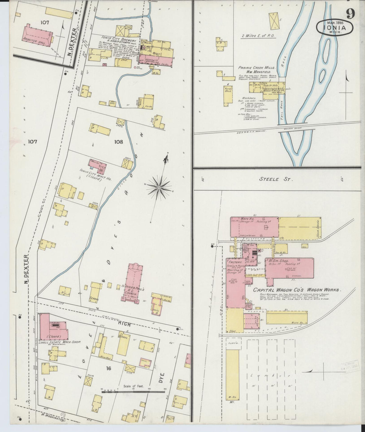 Sanborn Fire Insurance Map from Ionia, Ionia County, Michigan (1895), Sheet #0009 - Complete Map Set gallery image, historic Sanborn map, vintage wall art, Michigan Michigan