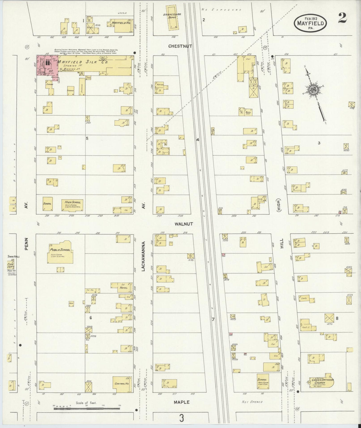 Sanborn Fire Insurance Map from Mayfield, Lackawanna County, Pennsylvania (1912), Sheet #0002 - Complete Map Set gallery image, historic Sanborn map, vintage wall art, Pennsylvania Pennsylvania