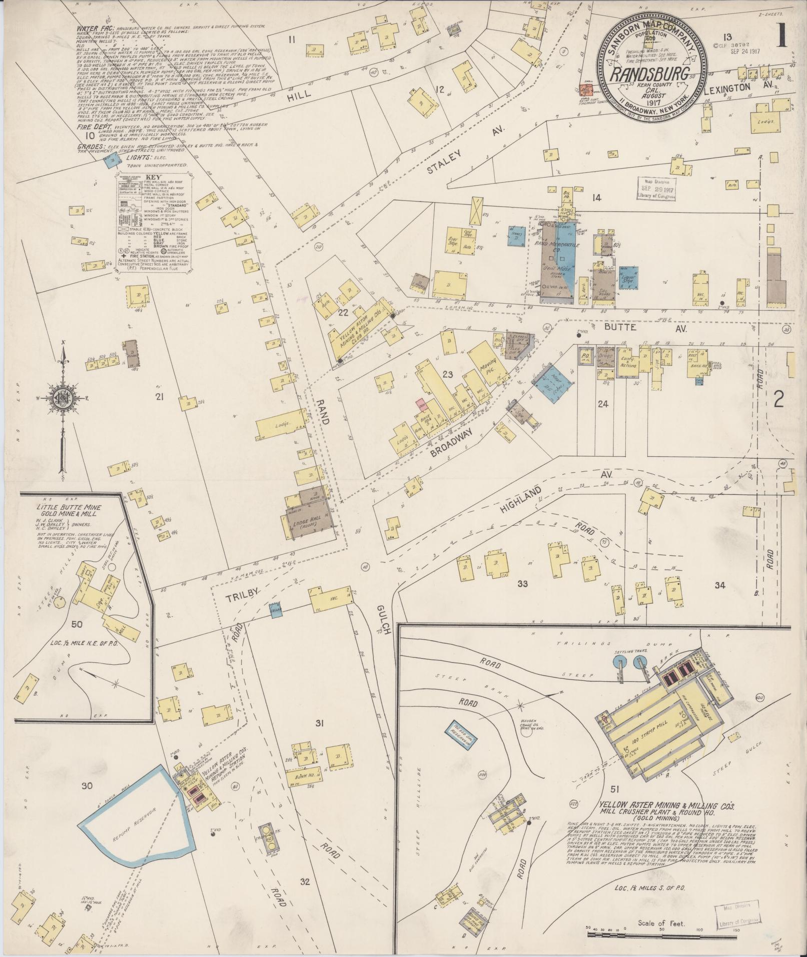 Sanborn Fire Insurance Map from Randsburg, Kern County, California. (1917) – Historic Sanborn Fire Insurance Map Print