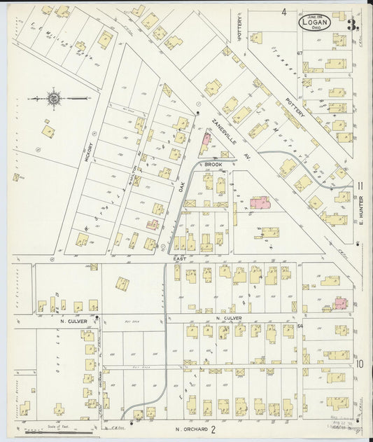 Sanborn Fire Insurance Map from Logan, Hocking County, Ohio (1914), Sheet #0003 - Historic Sanborn Fire Insurance Map Print, vintage old map wall art, antique decor, genealogy gift, Ohio Ohio map