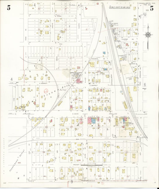 Sanborn Fire Insurance Map from Council Grove, Morris County, Kansas (1944), Sheet #0005 - Historic Sanborn Fire Insurance Map Print, vintage old map wall art, antique decor, genealogy gift, Kansas Kansas map