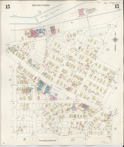 Sanborn Fire Insurance Map from Michigan City, La Porte County, Indiana (1948), Sheet #0015 - Complete Map Set gallery image, historic Sanborn map, vintage wall art, Indiana Indiana
