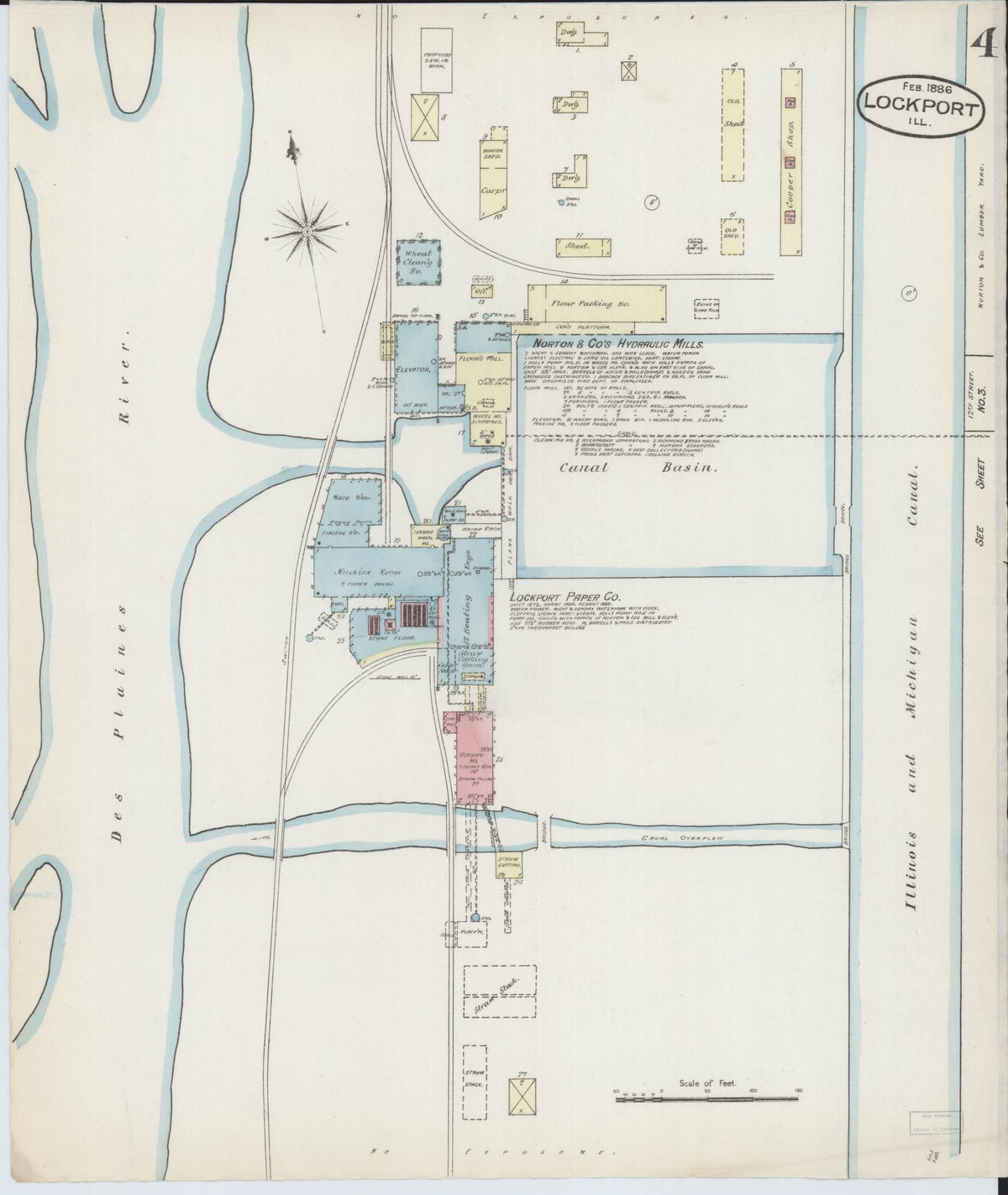 Sanborn Fire Insurance Map from Lockport, Will County, Illinois (1886), Sheet #0004 - Complete Map Set gallery image, historic Sanborn map, vintage wall art, Illinois Illinois