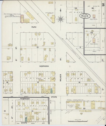 Sanborn Fire Insurance Map from Blair, Washington County, Nebraska (1889), Sheet #0003 - Complete Map Set gallery image, historic Sanborn map, vintage wall art, Nebraska Nebraska