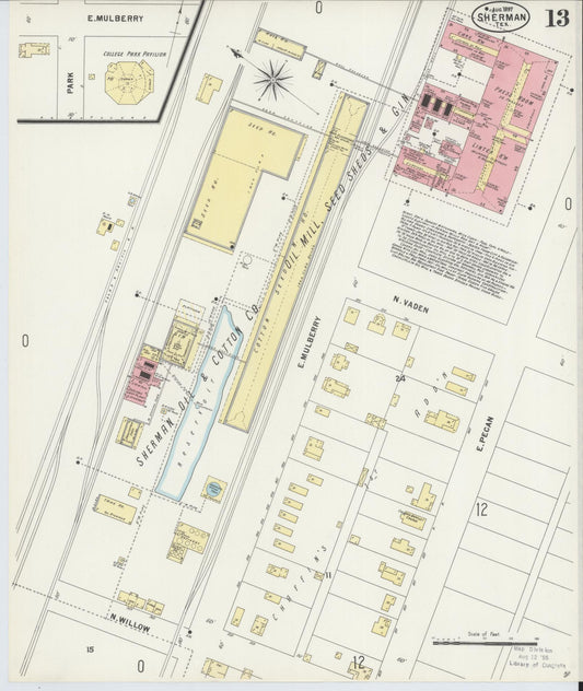 Sanborn Fire Insurance Map from Sherman, Grayson County, Texas (1897), Sheet #0013 - Historic Sanborn Fire Insurance Map Print, vintage old map wall art, antique decor, genealogy gift, Texas Texas map