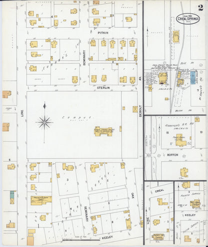 Sanborn Fire Insurance Map from Creal Springs, Williamson County, Illinois (1900), Sheet #0002 - Complete Map Set gallery image, historic Sanborn map, vintage wall art, Illinois Illinois