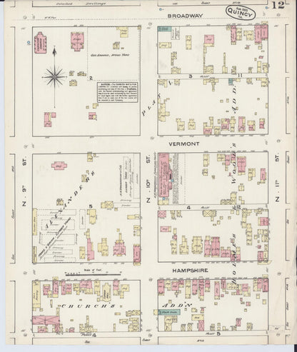 Sanborn Fire Insurance Map from Quincy, Adams County, Illinois (1883), Sheet #0012 - Complete Map Set gallery image, historic Sanborn map, vintage wall art, Illinois Illinois