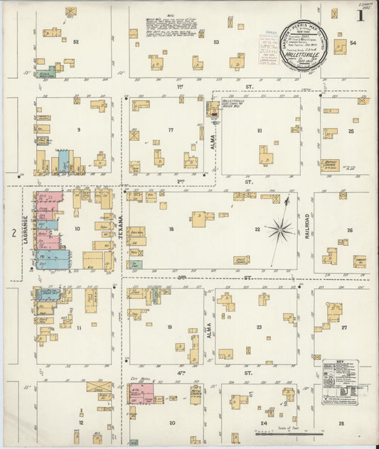 Sanborn Fire Insurance Map from Hallettsville, Lavaca County, Texas (1900), Sheet #0001 - Complete Map Set gallery image, historic Sanborn map, vintage wall art, Texas Texas