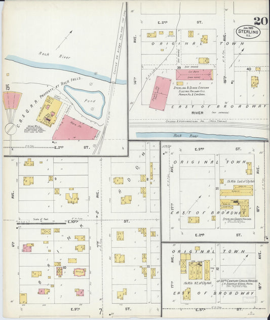 Sanborn Fire Insurance Map from Sterling, Whiteside County, Illinois (1903), Sheet #0020 - Historic Sanborn Fire Insurance Map Print, vintage old map wall art, antique decor, genealogy gift, Illinois Illinois map