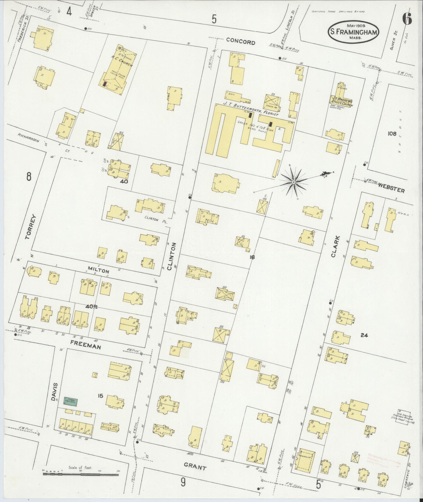 Sanborn Fire Insurance Map from South Farmington, Middlesex County, Massachusetts (1909), Sheet #0006 - Complete Map Set gallery image, historic Sanborn map, vintage wall art, Massachusetts Massachusetts