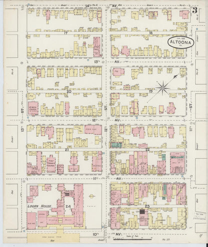 Sanborn Fire Insurance Map from Altoona, Blair County, Pennsylvania (1888), Sheet #0003 - Complete Map Set gallery image, historic Sanborn map, vintage wall art, Pennsylvania Pennsylvania