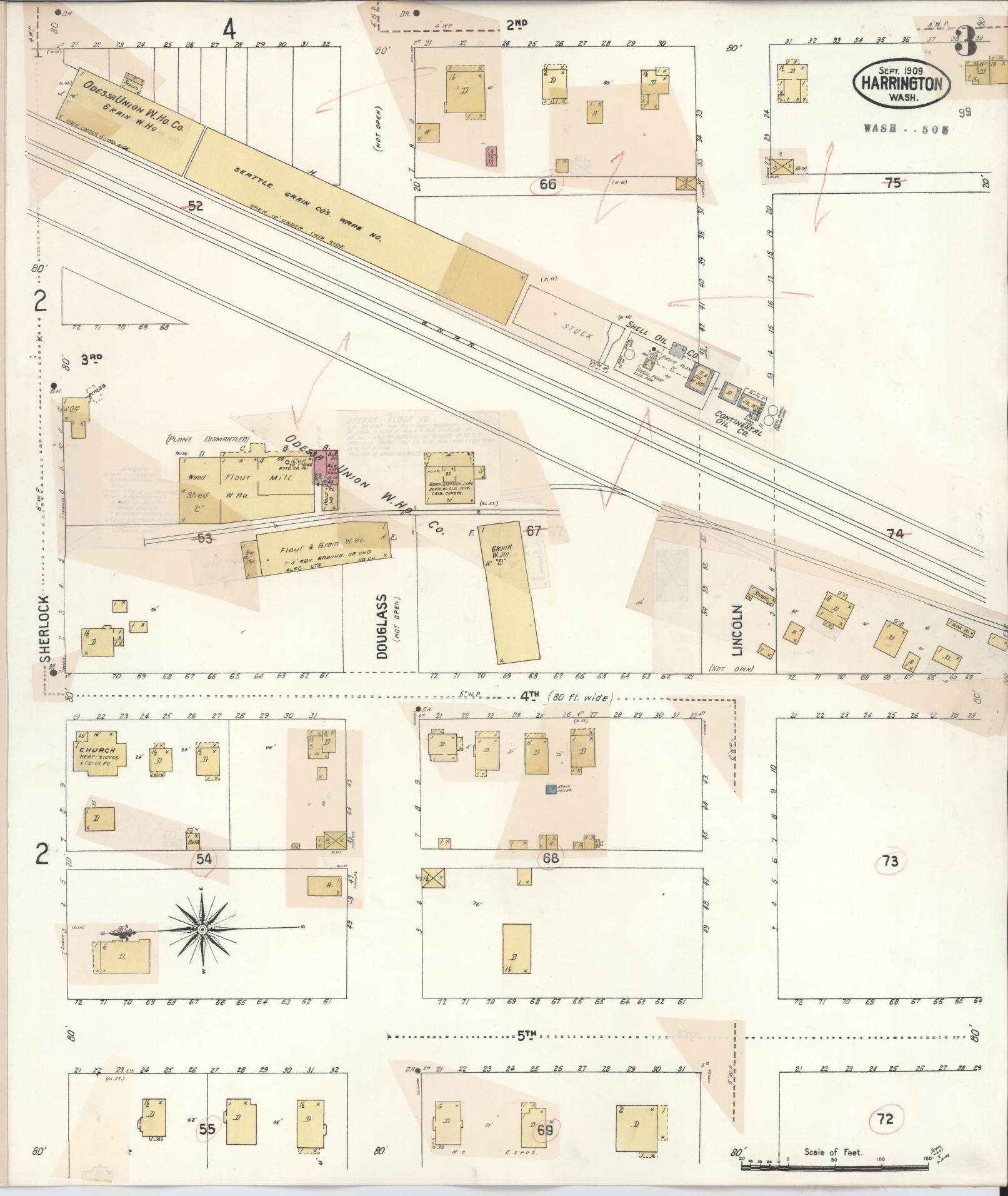 Sanborn Fire Insurance Map from Harrington, Lincoln County, Washington (1933), Sheet #0003 - Complete Map Set gallery image, historic Sanborn map, vintage wall art, Washington Washington