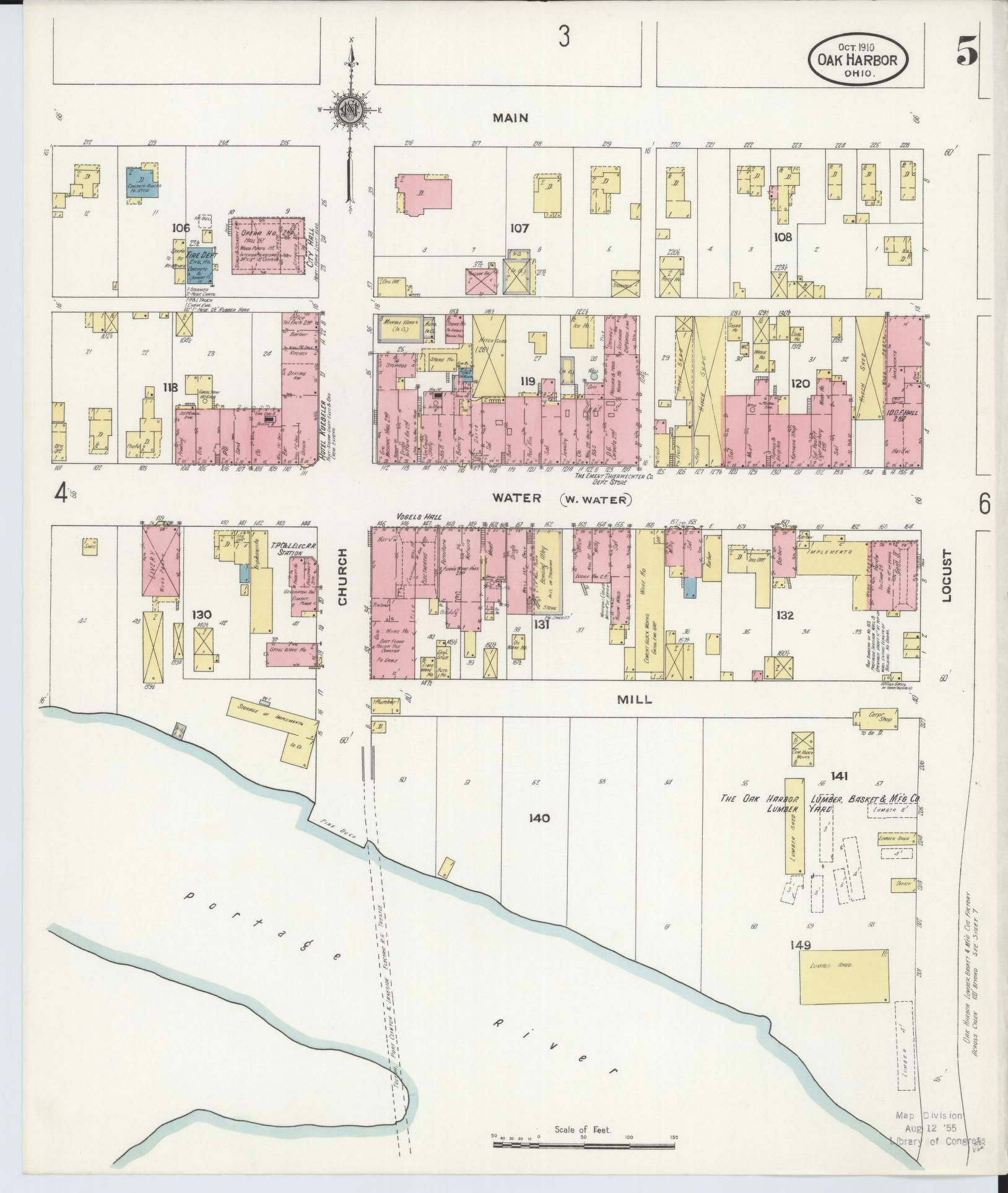 Sanborn Fire Insurance Map from Oak Harbor, Ottawa County, Ohio (1910), Sheet #0005 - Historic Sanborn Fire Insurance Map Print, vintage old map wall art, antique decor, genealogy gift, Ohio Ohio map