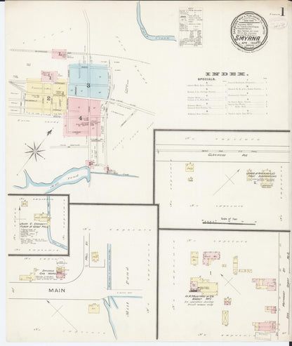 Sanborn Fire Insurance Map from Smyrna, Kent County, Delaware (1885), Sheet #0001 - Complete Map Set gallery image, historic Sanborn map, vintage wall art, Delaware Delaware
