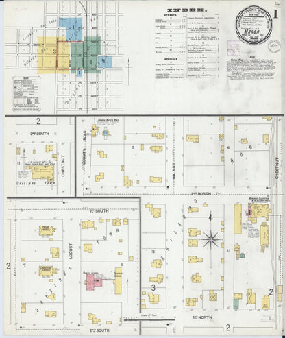 Sanborn Fire Insurance Map from Maroa, Macon County, Illinois (1901), Sheet #0001 - Complete Map Set gallery image, historic Sanborn map, vintage wall art, Illinois Illinois
