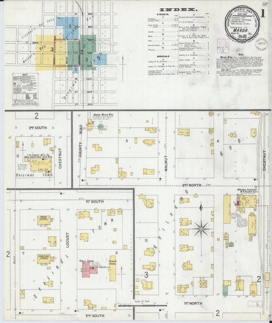 Sanborn Fire Insurance Map from Maroa, Macon County, Illinois (1901), Sheet #0001 - Complete Map Set gallery image, historic Sanborn map, vintage wall art, Illinois Illinois
