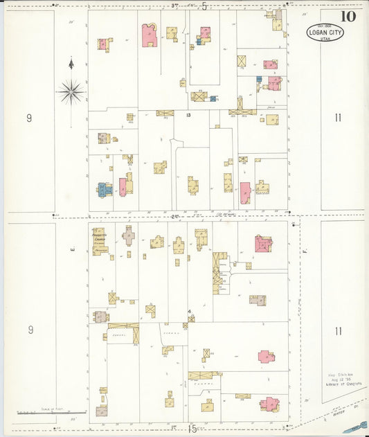Sanborn Fire Insurance Map from Logan, Cache County, Utah (1900), Sheet #0010 - Historic Sanborn Fire Insurance Map Print, vintage old map wall art, antique decor, genealogy gift, Utah Utah map