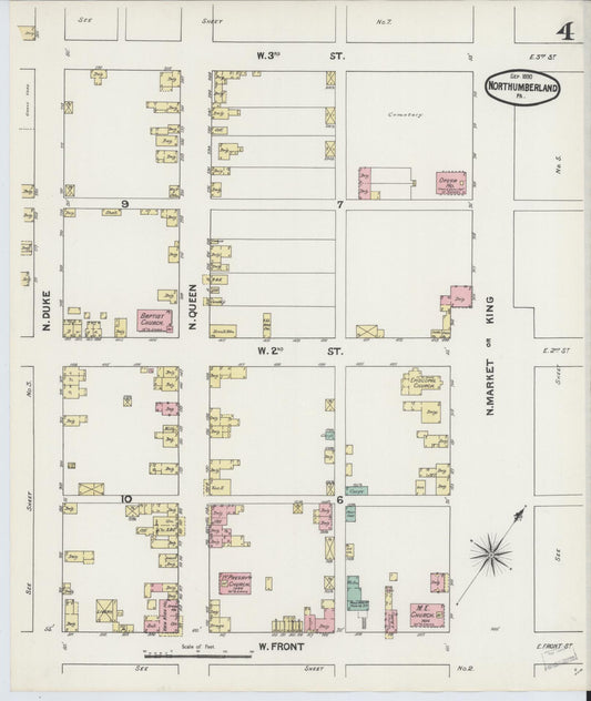 Sanborn Fire Insurance Map from Northumberland, Northumberland County, Pennsylvania (1890), Sheet #0004 - Historic Sanborn Fire Insurance Map Print, vintage old map wall art, antique decor, genealogy gift, Pennsylvania Pennsylvania map