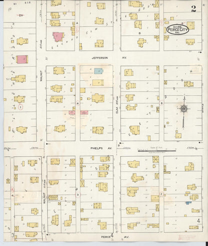 Sanborn Fire Insurance Map from Pierce City, Lawrence County, Missouri (1936), Sheet #0002 - Complete Map Set gallery image, historic Sanborn map, vintage wall art, Missouri Missouri